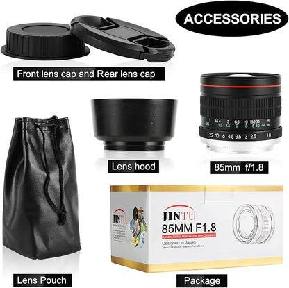 85mm f1.8 Portrait Lens EF/EF-S Mount Camera Lenses for Canon EOS Rebel T8i/T7i/T7/T6i/T5/T3i/T3/T2i/XSi/XS/SL3/SL2/T100/5D Mark IV/6D II/7D 90D 80D 70D 60D 50D 650D 600D 750D 700D 550D 7D II