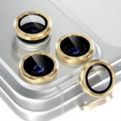 Choiche Compatible for iPhone 17 Pro/iPhone 17 Pro Max Camera Lens Protector, 9H Tempered Glass Camera Cover Screen Protector Metal Ring Decoration Accessories (Gold)