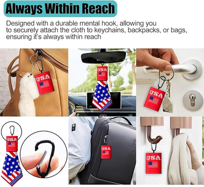 2 Sided Portable Glasses Cleaner, Patriotic Glasses Cloth Keychain,Reusable Microfiber Lens Eyeglasses Cleaning Cloth Pouch for Sunglasses Lens Camera Phone Screens
