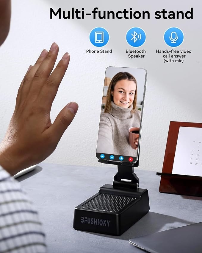 Father's Day Gifts for Dad, Birthday Gifts for Men Women, 4 in 1 Cell Phone Stand with Bluetooth Speaker, Hands-free Calling & AUX Mode（1 Pack)