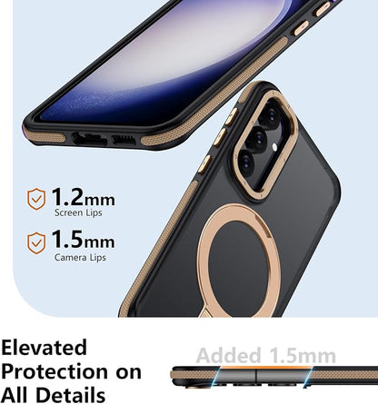 for Samsung Galaxy S23 FE Case, Magnetic Adjustable Ring Stand [Fit for Magsafe], [Military-Grade Shockproof Protection] Phone Case with Kickstand&Ring Holder (Desert Gold)