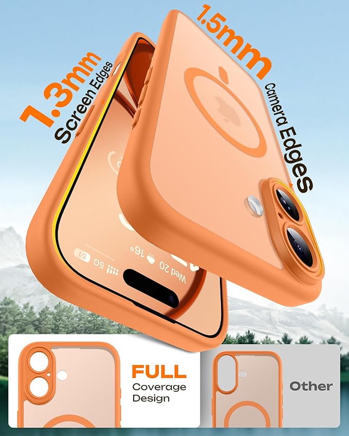 TOCOL for Phone 17 Case, Compatible with Magsafe Charger, Full Camera Protection, Drop Protection, Translucent Matte Phone Case for Phone 17 6.3 inch (Orange)