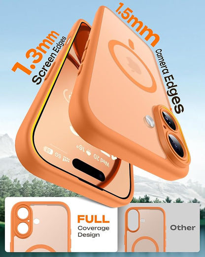 TOCOL for Phone 17 Case, Compatible with Magsafe Charger, Full Camera Protection, Drop Protection, Translucent Matte Phone Case for Phone 17 6.3 inch (Orange)