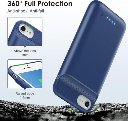 Battery Case for iPhone 8/7/6s/6/SE (2022/2020),[2025 Upgraded] 7000mAh Ultra-Slim Portable Extended Charger Cover for iPhone 8/7/6s/6/SE (2022/2020) Charging Case (4.7 Inch)-Blue