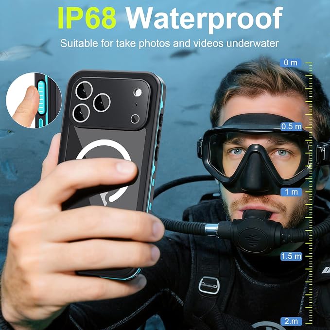 Beasyjoy for iPhone 17 Pro Max Case Waterproof, Built-in Screen Protector & Full Body Protection, Heavy Duty Rugged Military Shockproof Dustproof Case for Outdoor, Compatible with MagSafe, 6.9" Blue