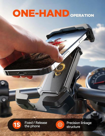 JOYROOM Anti-Shake Bike Phone Holder - 2026 Dual Vibration Dampener, Ultra Stable Motorcycle Phone Mount for iPhone & Android 4.7-7”, Handlebar Mount for Bicycle/Motorbike/Scooter, for GPS Navigation