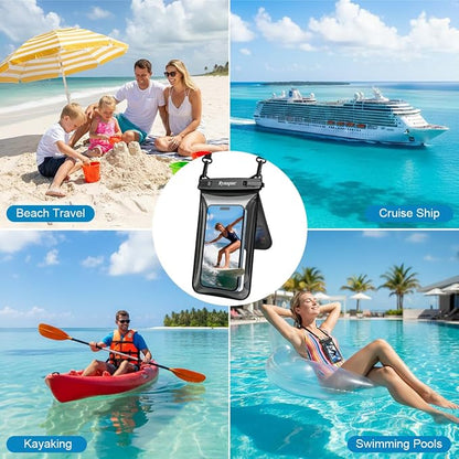 Rynapac IPX8 Waterproof Phone Pouch Floating, [Up to 8.5''] Double Space Waterproof Phone Case with Lanyard for iPhone 17 16 15 Pro Max, Cell Phone Dry Bag for Beach Travel Cruise Ship Essentials