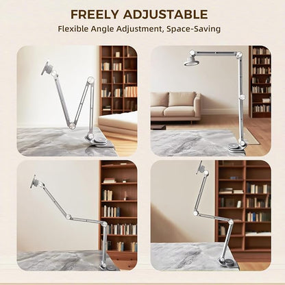 Tablet Stand for Desk, iPad Desk Mount, Magnetic Tablet Holder for Desk, Foldable Phone Arm Mount with 360° Adjustable Rotatable, Phone Holder iPad Stand Fits for 4.7-15.6" Screen (Sliver)