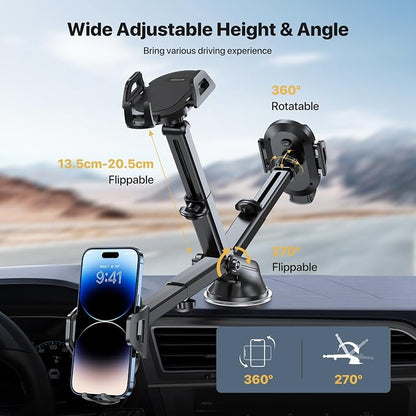 Miracase Phone Holders for Your Car, [Thick Case & Heavy Phone Friendly] Universal Cell Phone Car Mount, 3-in-1 Phone Mount for Car Dashboard Windshield Air Vent Fit for All Smartphones