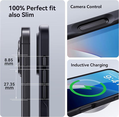 CASEKOO for iPhone 16 Case, [Never Yellow Technology] [Mil-Grade Drop Protection] Translucent Slim Cover Women Men for iPhone 16 Case Phone Case 6.1 inch, Frosted Black
