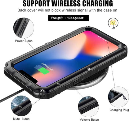 Mitywah Waterproof Case for iPhone 11 Pro, Heavy Duty Military Grade Shockproof Cover Built-in Screen Protection, Rugged Thick Full Body Protect Metal Case for iPhone 11 Pro, Black