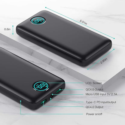 Portable Charger 30,800mAh PowerBank with 3 Output, 25W PD Fast Charging +QC 4.0 Quick Phone Charging Power Bank,Travel Essential Phone Charger Battery Pack for iPhone 17/16/15 Android Galaxy etc