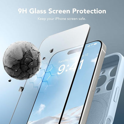 Magnetic for iPhone 16 Pro Case, Compatible with MagSafe, [Full Camera Protection][Screen Protector] Silicone Shockproof Protective Phone Case for iPhone 16 Pro 6.3", Light Blue