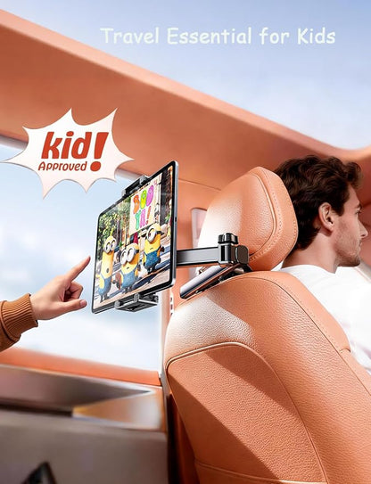 Car Headrest Mount for Tablets & Phones, 360° Rotation iPad Car Holder Back Seat,Foldable Tablet Mount Compatible with 4.7-12.9" Cellphones and Tablets,Great for Kids Travel and Road Trips