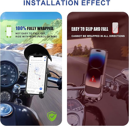 Motorcycle Rear View Mirror Phone Mount Compatible with 4.8-7" Cell Phone 360° Rotatabe Motorbike Rearview Mirror Phone Holder with Vibration Dampener for Motorcycle ATV Scooter Moped Bike Stroller