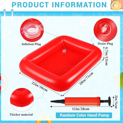 FillTouch Rectangular Inflatable Serving Bar Floating Drink Holder for Pool Inflatable Cup Holders Hot Tub Accessories, Adults Swimming Fun Drink Floats for Swimming Pool Party(Red)