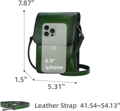 Iswee Leather Crossbody Bags for Women RFID Blocking Cell Phone Purse Small Anti-Theft Zippered with Card slots