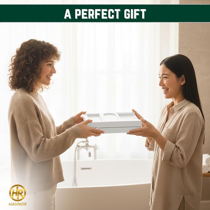 Bamboo Bathtub Caddy Tray Expandable & Foldable Bath Shelf with Book, Tablet & Wine Holder Adjustable Wooden Bath Tray for Relaxing Spa at Home – Fits Most Tub Sizes.