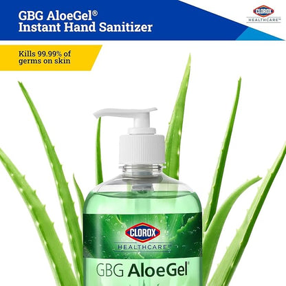 Clorox Healthcare GBG AloeGel Large Hand Sanitizer Gel with Pump - Bleach Free Hand Sanitizers - Sanitizing Solution for School Supplies & Office Use, 18 Fl Oz - 12 Pack