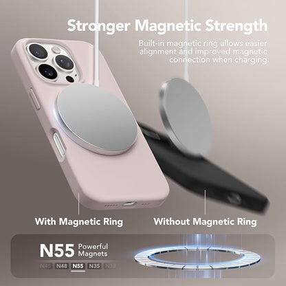 GONEZ Magnetic for iPhone 16 Pro Case, Compatible with MagSafe, [Screen Protector + Camera Lens Protector], Silicone Shockproof Anti-Scratch Protective Phone Case 6.3 inch, Light Taro