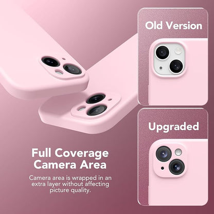 Magnetic for iPhone 14 Case, Compatible with MagSafe, [Full Camera Protection][Screen Protector] Silicone Shockproof Protective Phone Case for iPhone 14 6.1 inch, Chalk Pink