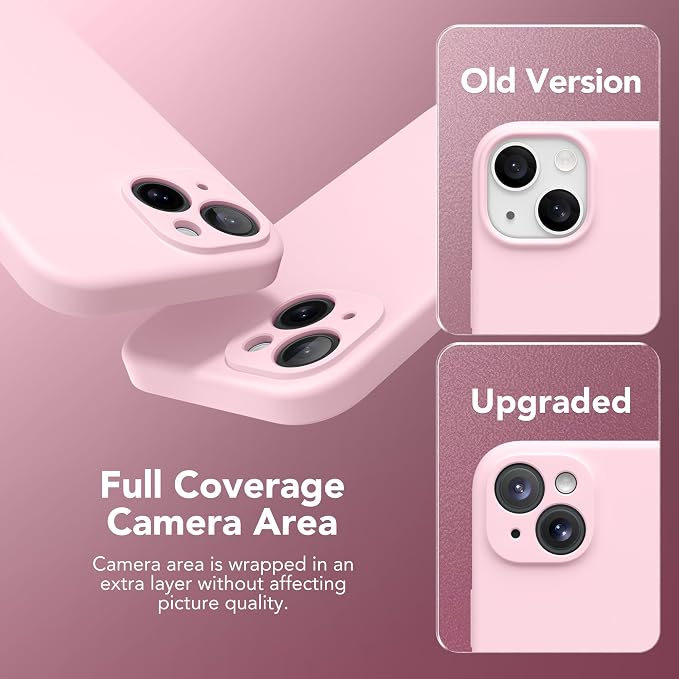 Magnetic for iPhone 15 Case, Compatible with MagSafe, [Screen Protector + Full Camera Protection], Silicone Shockproof Anti-Scratch Protective Phone Case for iPhone 15 6.1", Chalk Pink