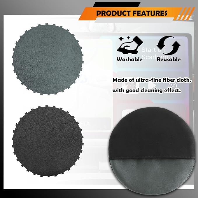 4.36"×4.36" Round Car Screen Cleaner,Double Sided Microfiber Screen Cleaning Pad for Car Display,Dashboard LCD Display,Universal Cell Phones,Touch Screen Cleaner for Car Accessories (Round)