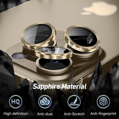 Jeluse Camera Lens Protector for iPhone 17 Pro Max/17 Pro/16 Pro Max/16 Pro/15 Pro Max/15 Pro/14 Pro Max/14 Pro, 9H Tempered Glass Screen Protector Cover Alignment Kit Metal Individual Ring