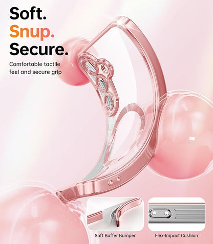 Meifigno Case Designed for Samsung Galaxy S25 6.2 inch, [Compatible with MagSafe] [2X HD Screen Protectors] [Glitter Card & Wrist Strap] Surround Lens Protection Case for Galaxy S25, Rose Gold
