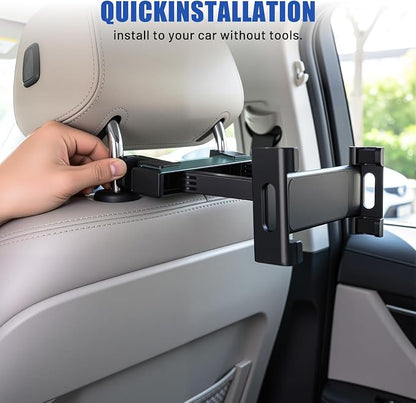 Car Tablet Headrest Holder -[3 in 1 Extension Arm] Adjustable Tablet Car Mount for Back Seat, Car Back Seat Headrest Mount Stand for Kids for iPad Pro Air Mini Galaxy Fire 4.7-12.9" Devices