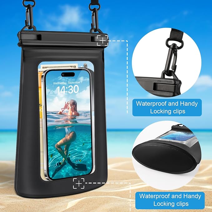 Waterproof Phone Pouch for Phone, Floating Large Capacity Dry Bag Stores Sunscreen, Sunglasses, Waterproof Bag for Beach, Swimming, Kayaking for iPhone 16 15 14 11 Pro Max & Galaxy S24 S21