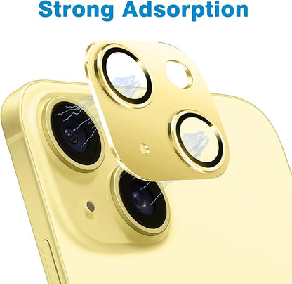 Compatible with iPhone 14 and iPhone 14 Plus Camera Lens Protector, Anti-Scratch Tempered Glass Camera Screen Protector Shockproof Full Protective Camera Cover Case Friendly Lens Cover-Yellow