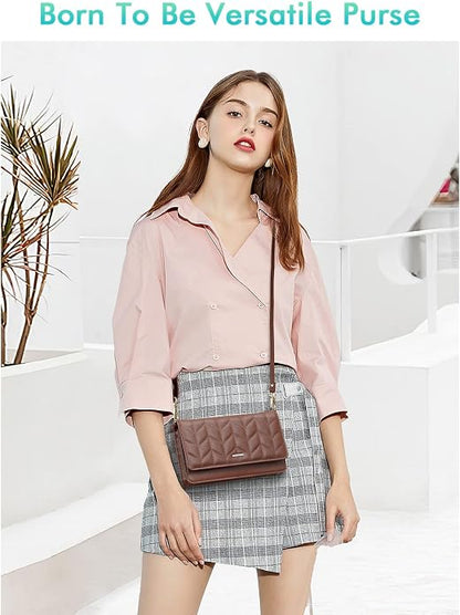 nuoku Women Small Crossbody Bag Cellphone Purse Wallet with RFID Card Slots 2 Straps Wristlet