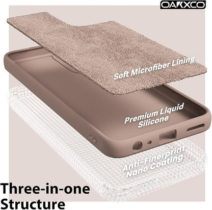 oakxco for Motorola Moto G Power 5G 2024 Phone Case Liquid Silicone, Thin Slim Soft Rubber Gel TPU Plain Simple Cover for Women Girl Cute, Matte Solid Color, Brown Khaki