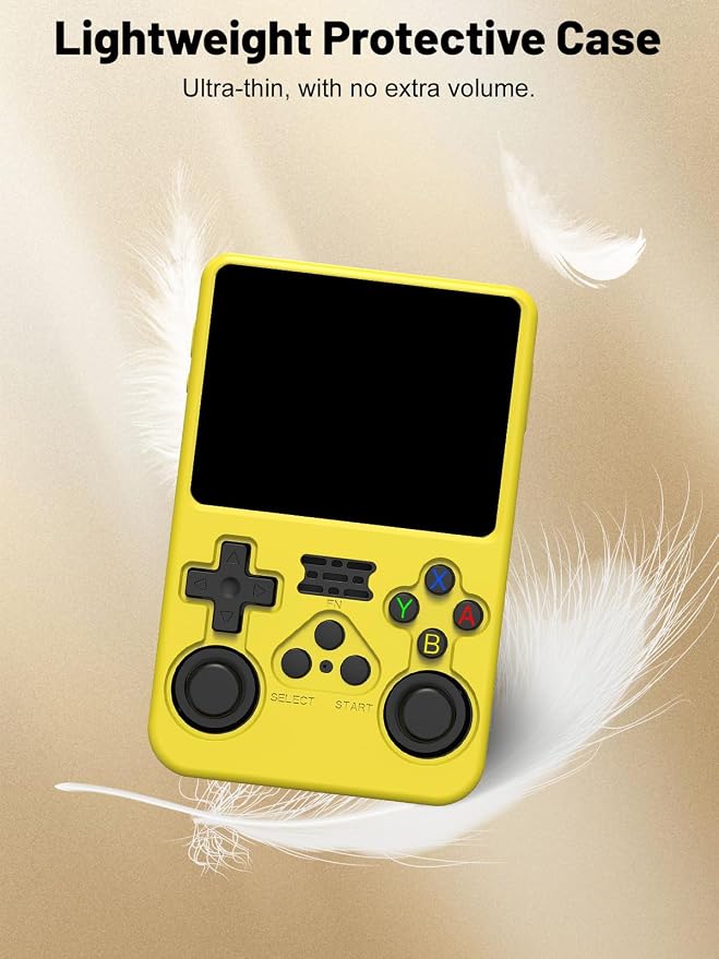 Silicone Protective Case for Anbernic R36S Game Console, Full-Body Protective Cover with Precise Cutout, Shockproof Dustproof Protector Sleeve & Scratch-Resistant Sleeve (Yellow)