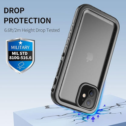 SPORTLINK Compatible with iPhone 12 Pro Waterproof Case - Full Body Shockproof Dustproof Phone Screen Protector Rugged Waterproof Case for iPhone 12 & 12 Pro 6.1 Inch Black