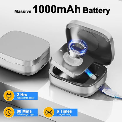 Wireless Charging Case for Oura Ring Gen 4 & 3 Charger, 1000mAh Portable Travel Power Station Fits All-Sized Oura Ring 4 & 3, 30-Day Runtime (Official Charger NOT Included)(Silver)