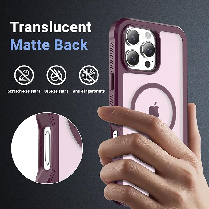 jaroco Magnetic for iPhone 16 Pro Max Case, [Compatible with MagSafe][Military Grade Drop Protection][Heavy Duty Protection][Non-Slip][Shockproof] 2-Layer Durable Bumper Phone Case 6.9''-Wine Red
