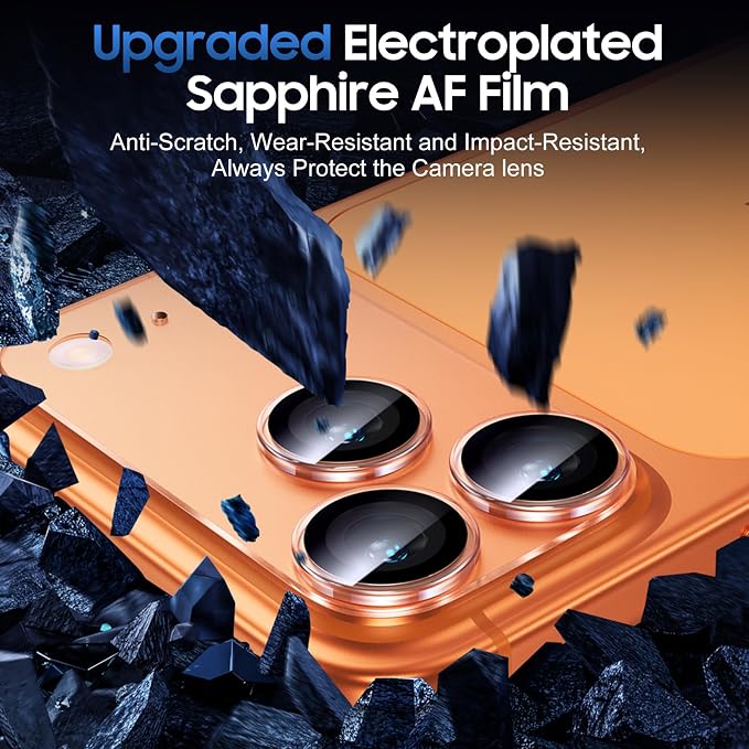 UniqueMe Compatible for 3 Pack iPhone 17 Pro Camera Lens Protector - [Drop Protection] 9H Tempered Glass Camera Cover Screen [Update New Version]【Not for 17 Pro Max】