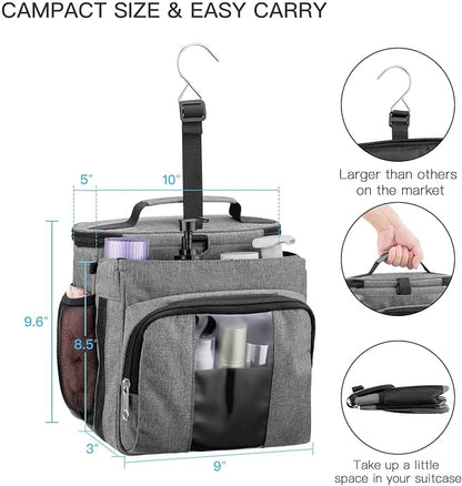 Bukere Portable Shower Caddy Tote Bag for College Dorm Travel, Separate Compartment, Large Capacity, Quick Dry Mesh Base, Hanging Toiletry Bath Bag for Student, Gym, Camp, Women Men