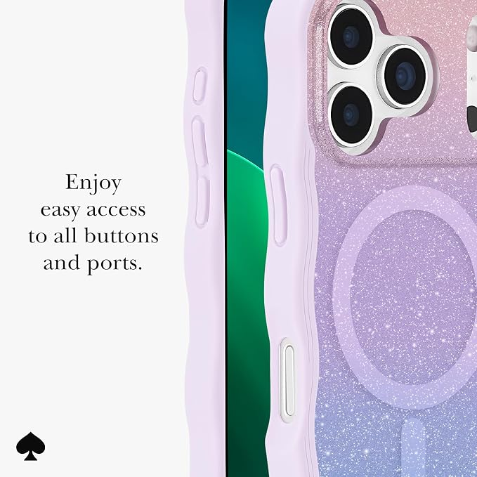 kate spade new york iPhone 17 Pro Case - Compatible with MagSafe - Designer Phone Case - Opal Glitter