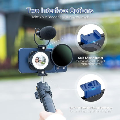 Upgraded 67mm ND Filter for iPhone 17, Magnetic Lens Filter Adapter with ND2-128 Variable ND Filter for iPhone 17 16 15 14 Pro Pro Max Plus, Phone Lens Filter Mount with 1/4-20" Screw & Cold Shoe