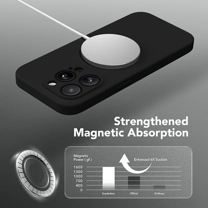 Magnetic for iPhone 13 Pro Max Case, Compatible with MagSafe, [Full Camera Protection][Screen Protector] Silicone Shockproof Protective Phone Case for iPhone 13 Pro Max 6.7", Black
