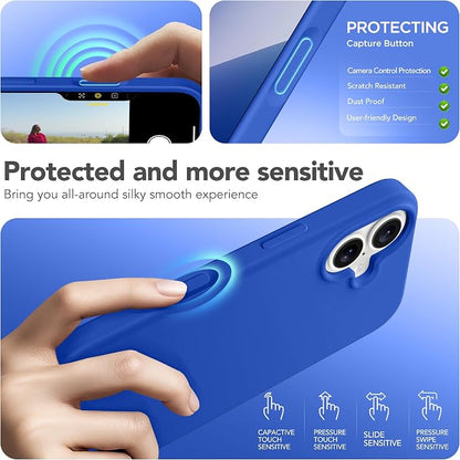 GONEZ Magnetic for iPhone 17 Case, Compatible with MagSafe, [Screen Protector + Camera Lens Protector], Liquid Silicone Anti-Scratch Shockproof Protective Phone Case 6.3 inch, Klein Blue