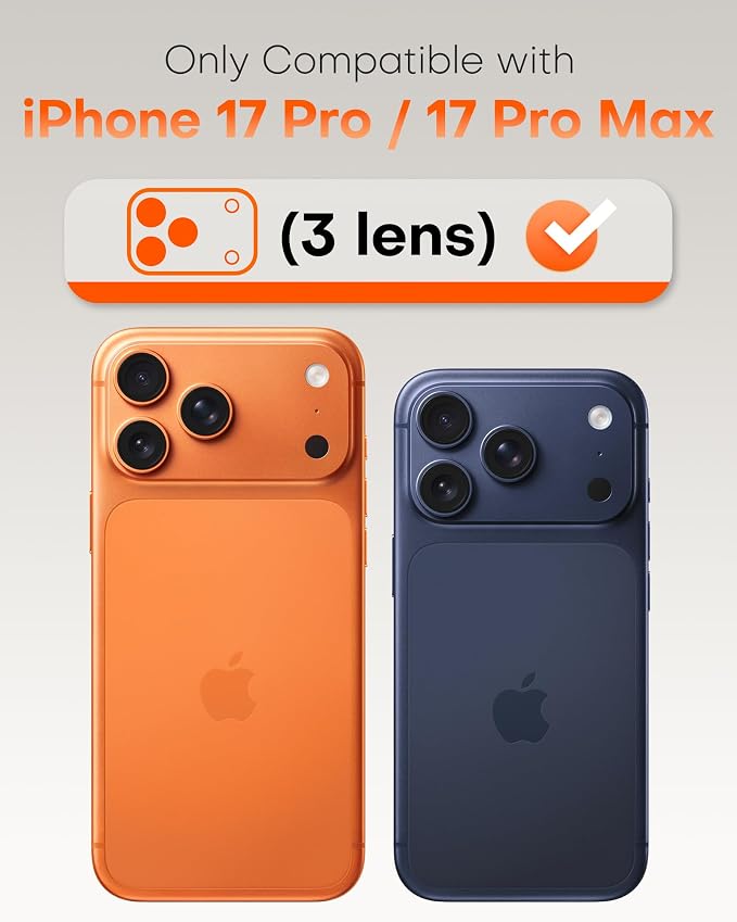 TOCOL Camera Lens Protector for iPhone 17 Pro Max/iPhone 17 Pro Tempered Glass HD Individual Scratch Resistant Camera Cover Accessories Case Friendly 2 Pack（Dark Blue）