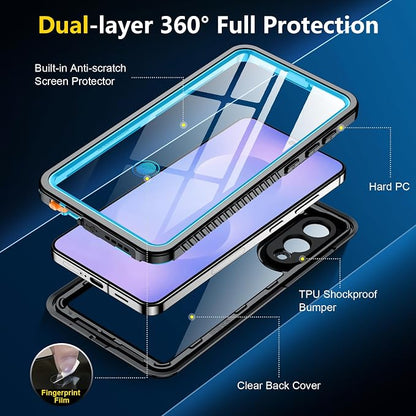 SPIDERCASE for Samsung Galaxy S25 Edge Case Waterproof, Built-in Screen&Camera Lens Protector, [IP68 Underwater][12FT Military Grade Shockproof] Phone Case, Blue/Clear