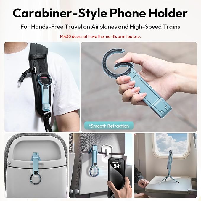 ULANZI MA30 Magnetic Phone Tripod Stand for iPhone, Aluminium Maglock Smartphone Mini Tripod Pocket Cell Phone Stand Strong Magnet Compatible with iPhone 17 16 15 14 13 12 Series, Mint Green