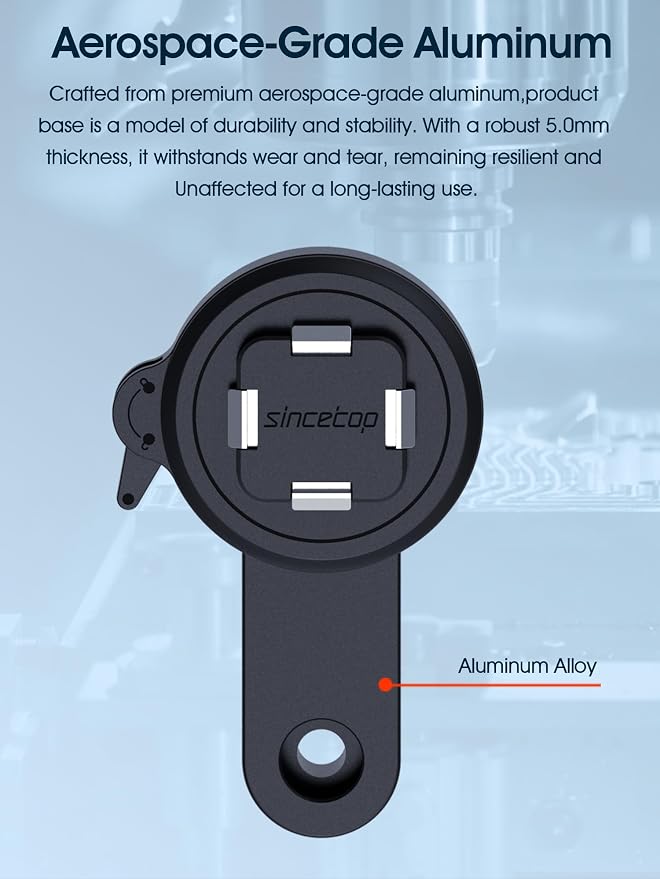 sincetop Bike Phone Mount - Series Q [ Quad ] - Bicycle Stem Cap Phone Holder,Universal Aluminum Handlebar Cell Bracket, Cycling Quick Mount for Mountain&Road&Ebike&Gravel Bike