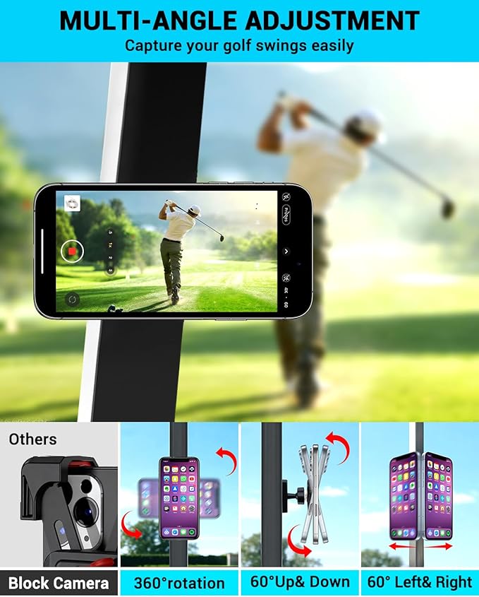 Magnetic Golf Cart Phone Holder Pro，Phone Mount - 360° Rotating, Heavy-Duty Mount for Swing Recording, Golf Cart & Universal Use, Perfect Stocking Stuffer for Men, Dad, Husband, Golfers