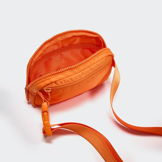 Pander Two Way Zipper Fanny Pack Nylon Everywhere Belt Bag for Women, Water Repellent Waist Packs, Crossbody Bags with Adjustable Strap (Dark Orange).